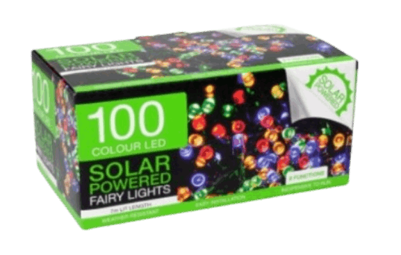 100 Multi Colour LED - Solar Powered Fairy Lights - Bargain Stock