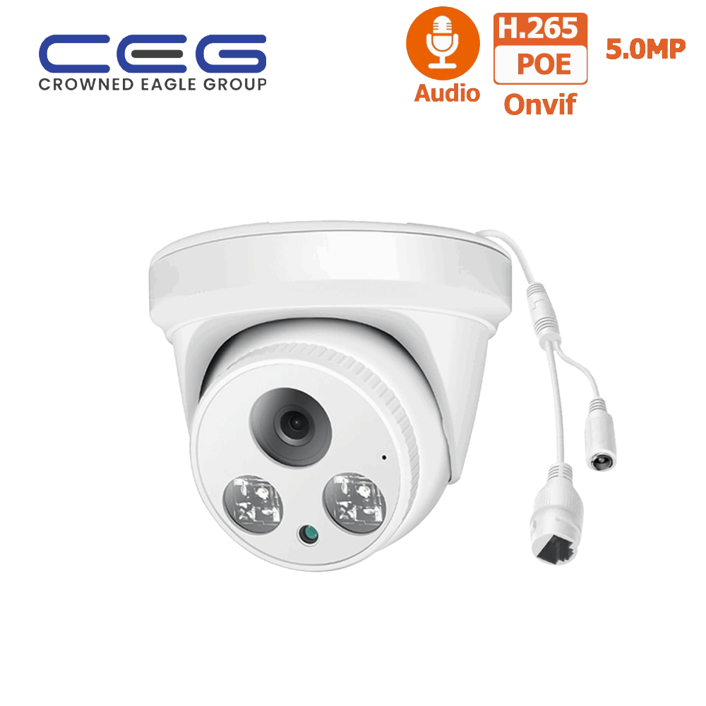 CEG 5MP Dome PoE IP Camera H.265 1080P CCTV IP Camera ONVIF Face Detection for PoE NVR System Indoor Home Security Surveillance - Bargain Stock